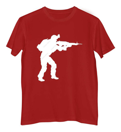 Remera Hombre Color Soldado Soldier Apuntando Militar Arma