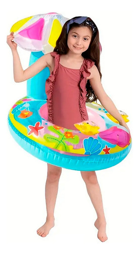 1 Silla Inflable Flotador Con Aro Y Sombrilla Para Bebes