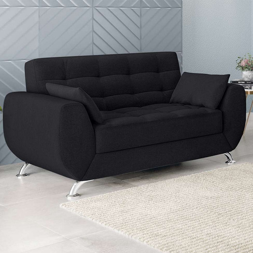 Sofás 2 Lugares Larissa Suede Preto