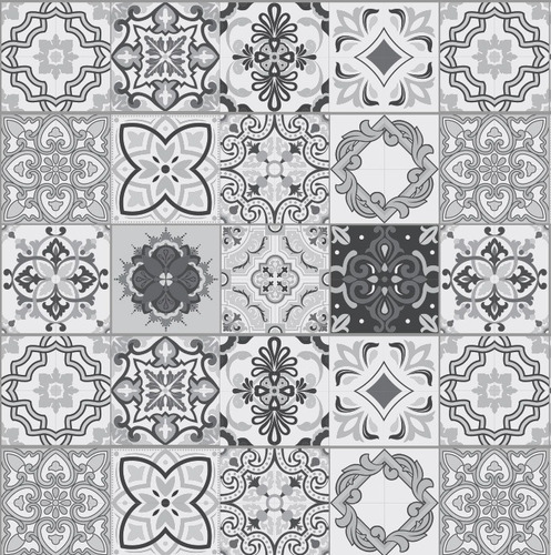 Vinilo Azulejo Mosaico Adhesivo 20x20 Piso X 10u Laminado Color 13. Bw Aveiro