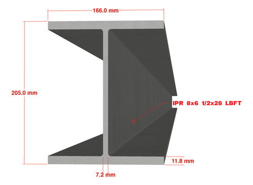 Viga Ipr 8 X6 1/2 X41.70 Kg/ml En 12.20 M Acero Estructural