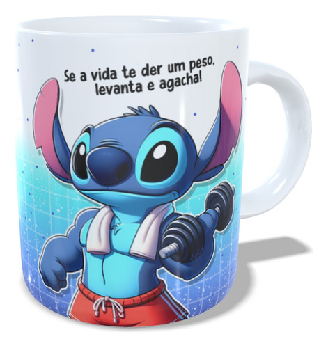 Caneca Xícara Lilo Stitch Profissões Personal Treiner Nome