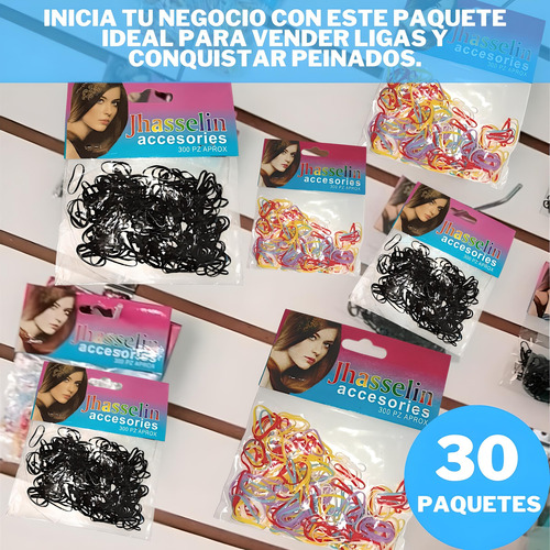 Ligas Elásticas Cabello Peinados Mayoreo 30 Mujer Mixto Niña Mixto Ligas Negras Y De Colores