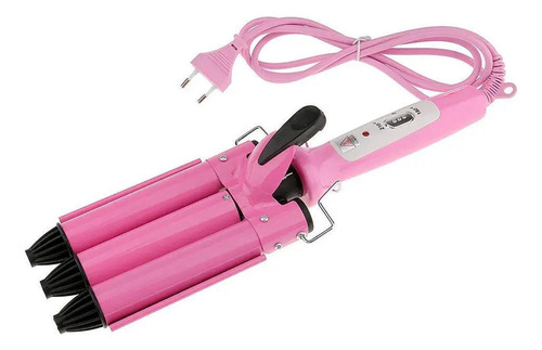 Cacheador Tri-ondas Rosa Bivolt 25mm Cabelos Sereia Cerâmica