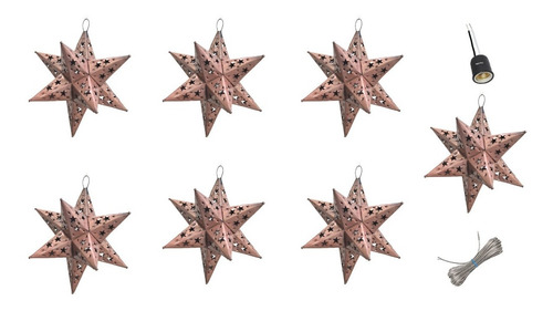 Juego Lampara Estrella Laton 7 Pzas 30 Cm