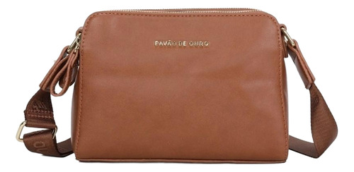 Bolsa Clássica Transversal Marrom Marrom Lisa Dourado Marrom