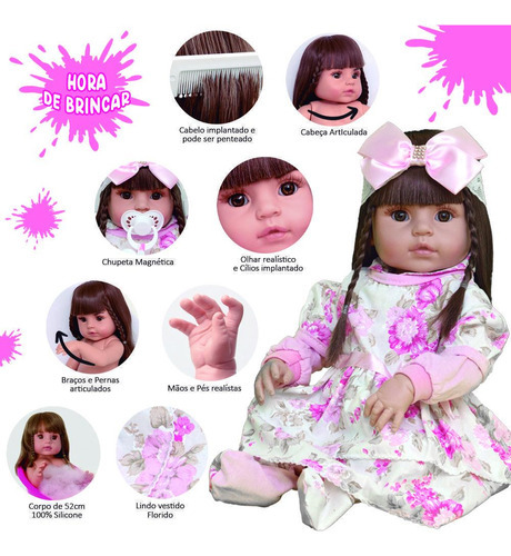 Cegonha Reborn Dolls Boneca bebê reborn silicone banho