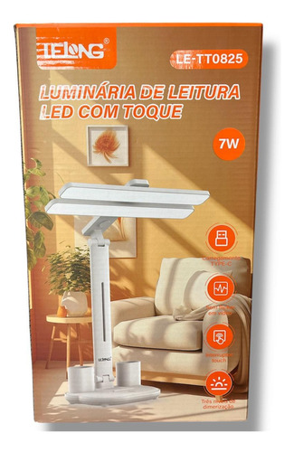 Lámpara Velador De Mesa Portalápices 3 Tonos Táctil Led Blanco Blanco