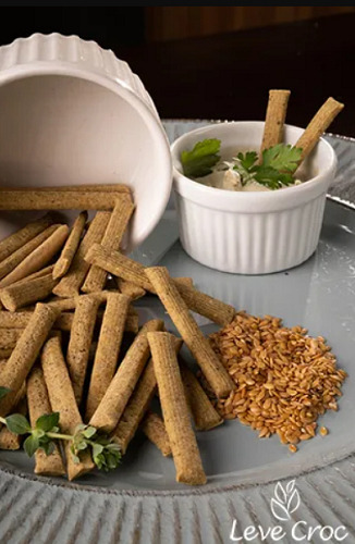 Biscoito Palito Salgado Linhaça Dourada - Leve Crock 120 G