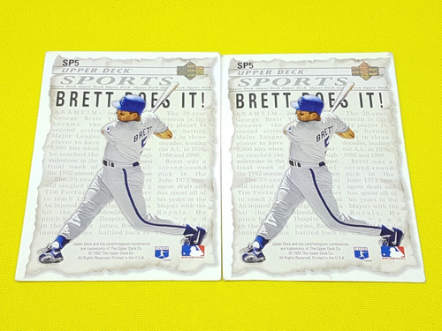 Tarjeta Upper Deck Sports 1992 Sp5 George Brett 3000 Hits