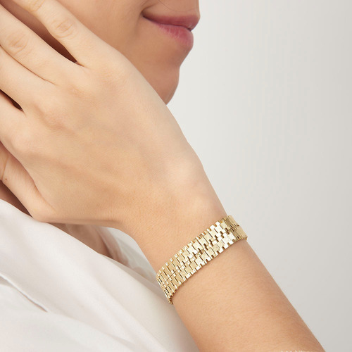 Pulsera Elegante Ro2 12mm Plata Baño Oro 24k Duodeluxejoyas®