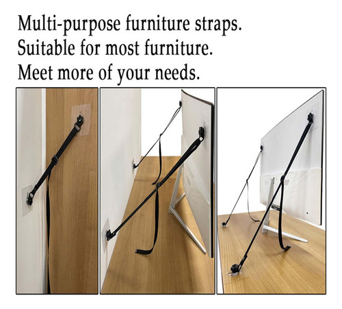 2x Tv Cinturones Seguridad Muebles Anclaje Pared Muebles