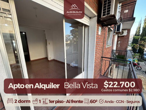 Apartamento Alquiler 2 Dormitorios En Bella Vista Con Balcón Al Frente, 1er Piso