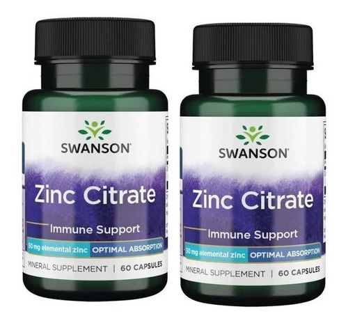 Citrato De Zinc 50mg 120 Caps Soporte Inmune Swanson