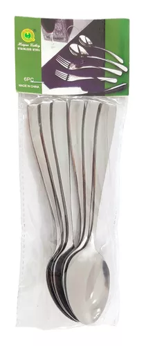 Set de 6 cucharitas de postre de acero inoxidable con líneas en los bordes  2.65 euros