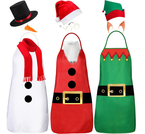Juego De 3 Delantales Y Sombrero De Navidad, Disfraz De Fies