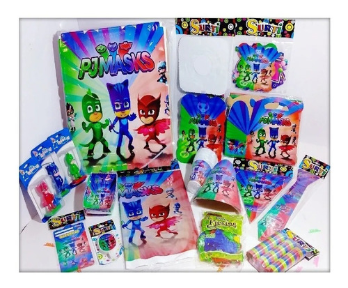 Kit Decoración Infantil Pj Mask Fiesta 12 Invitados Niños