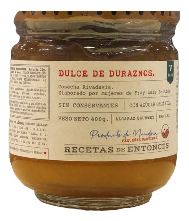 Frasco De Dulce De Duraznos  X 400g Recetas De Entonces