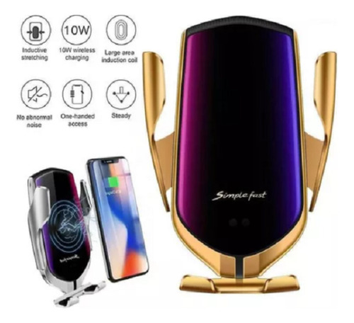 Cargador Inalámbrico R1 De Carga Rápida Para Coche Dorado Oscuro
