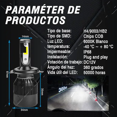 St Para Kit Faros Luz Led H4 14000lm For Ford Haz