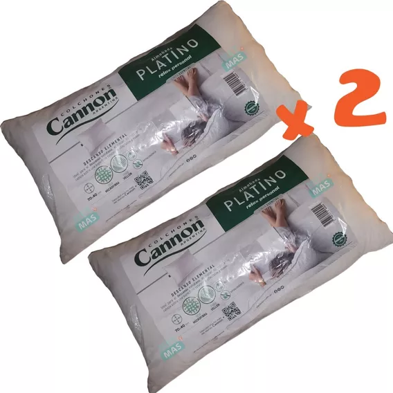 Almohada Cannon De Vellon 70x40 Cm - 2 Unidades - Algodon Lavable!