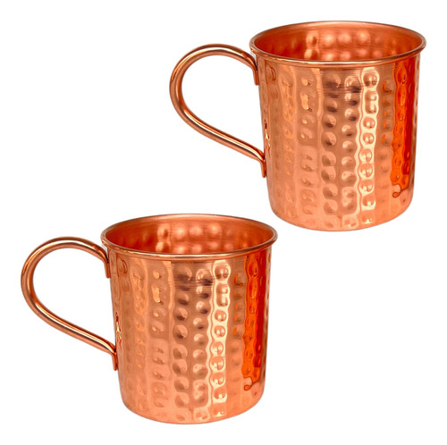 Kit 2 Canecas De Cobre Puro Moscow Mulle 350 Ml