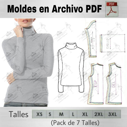 Moldes Patrones Imprimibles Polera Xs Al 3xl Modelista