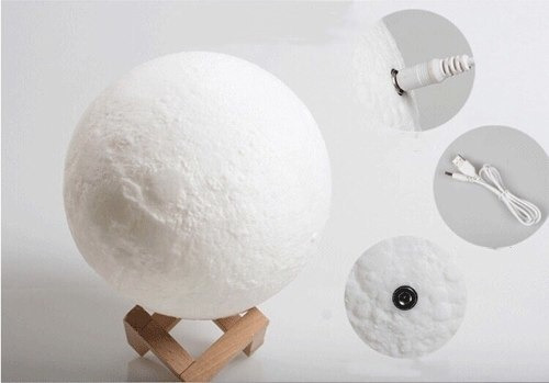 * Lámpara De Luna Llena Led 15cm Diseño 3d Recargable +