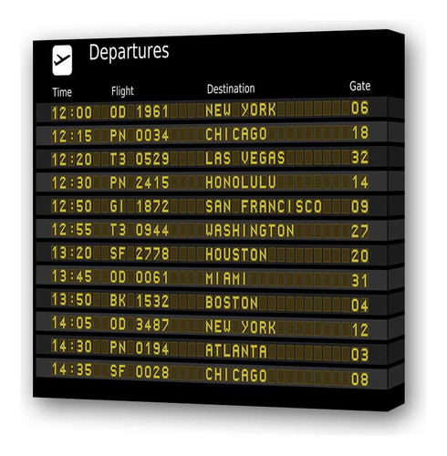 Cuadro 30x30cm Departures Cartel Aeropuerto Avion Vuelo P3