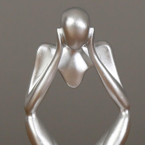 W Escultura De Resina De Plata Artesanías Plata 13x9cm