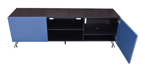 Mueble Tv Centro De Entretenimiento Minimalista Italy Hogare Color Negro/azul