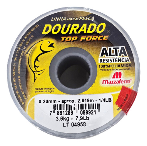 Linha Nylon Araty Dourado Top Force Alta Resistência Pesca
