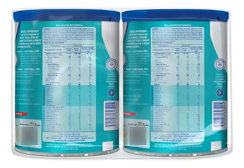 Fórmula Infantil Nan 3 Con 2 Latas De 1.5 Kilos