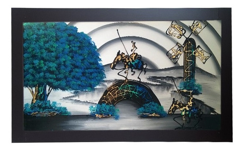 Don Quijote Al Oleo Azul Cuadro Decorativo Para Sala U Ofici