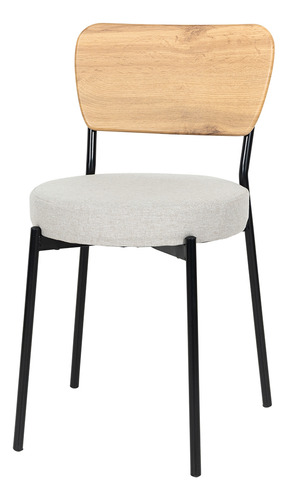 Comedor Rectangular 4 Sillas Mdf/metal Moderno Minimalista Natural Liso