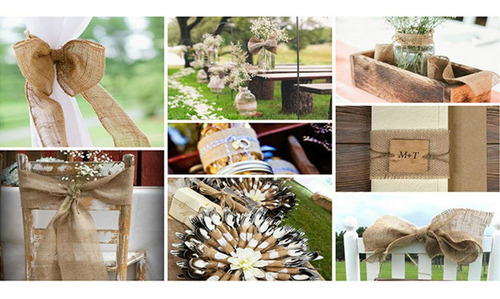 Cinta De Hessian Natural Rústico Elegante Boda Vintage