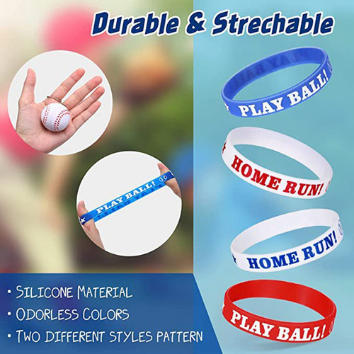 Pulseras De Goma De Silicona Para Béisbol, 24 Piezas