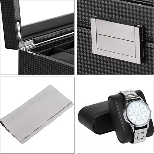 Organizador de caja de reloj para hombre - Caja de reloj de cuero - Caja de  reloj de lujo - Para relojes de pulsera grandes para hombre - Organizador