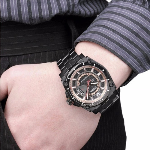 Reloj Bulova Para Hombre Modelo 98b143 Serie Precisionist Wr Color de la malla Negro Color del bisel Negro Color del fondo Negro/Dorado