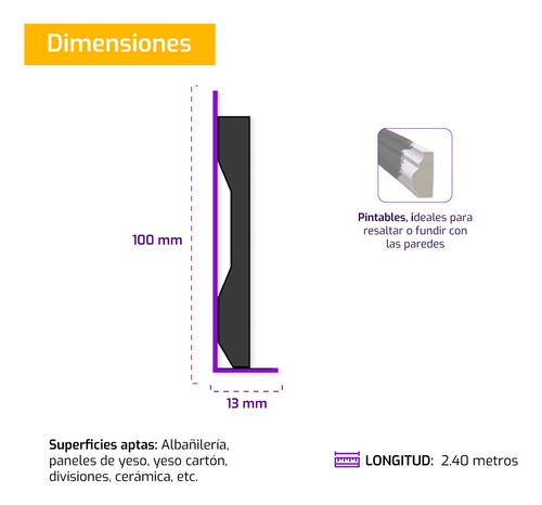 Zócalo De Eps Santa Luzia Sl102 Con Frizo - 2.40 Mts X 10 Cm