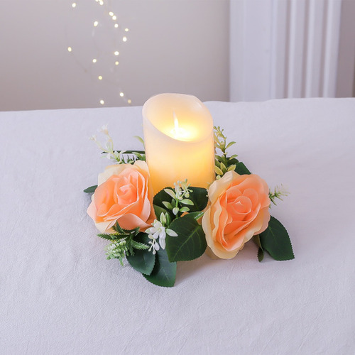 Vela M Rose Con Forma De Corona De Flores De Seda Artificial
