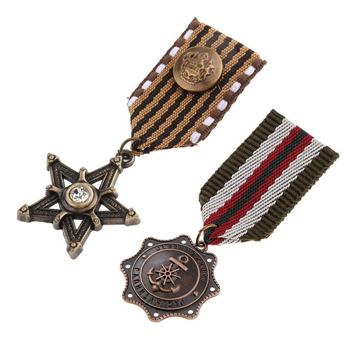 2 Piezas Gótico Para Hombre Cuello Militar Solapa Pin