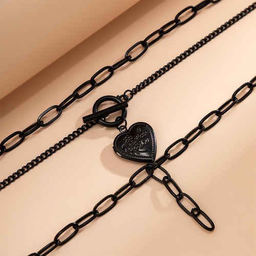 Collar En Capas Collar De Cadena De Eslabones En Corazón