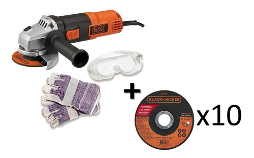 Imagen 2 de 10 de Kit Pulidora 4-1/2 + Guantes, Gafas Y 10 Discos Black+decker