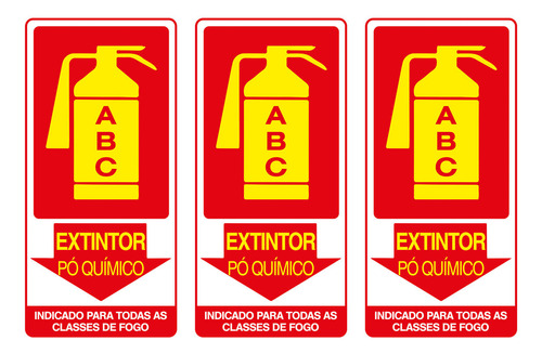 Combo 3 Placas Extintor Abc Pó Químico 15x30 - X-705 F9e