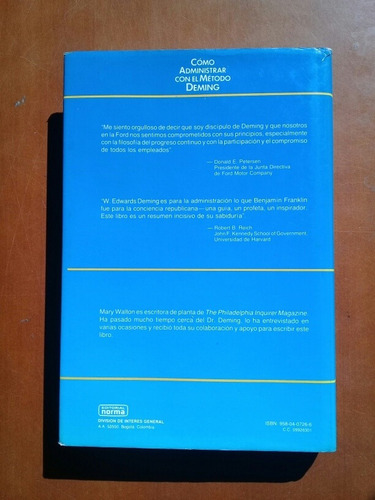 Libro Cómo Administrar Con El Método Deming Mary Walton (Usado)