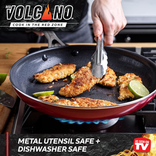 Juego De Ollas Y Sartenes Red Volcano Ceramica Antiadhere...