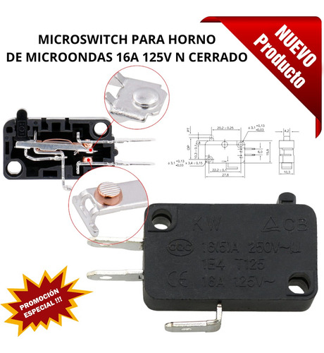 5x Microswitch Para Puerta Horno De Microondas 16a 127v
