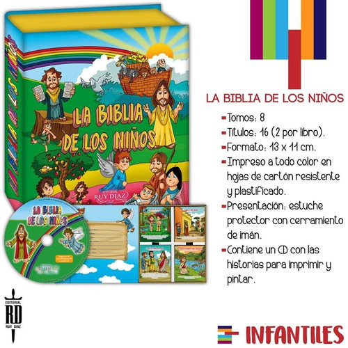 La Biblia De Los Niños 8 Libros (16 Historias)+ Cd + Estuche