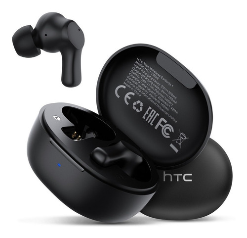 Audífonos in-ear gamer inalámbricos HTC True Wireless Earbuds 1 TWS2 negro con luz LED